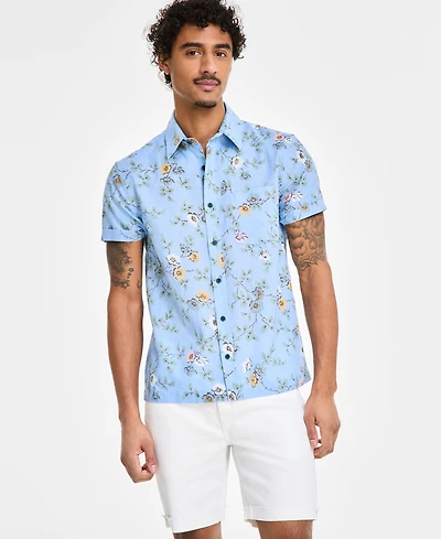 Sun + Stone Men's Clyde Floral Linen Blend Shirt, Exclusively at Macy's