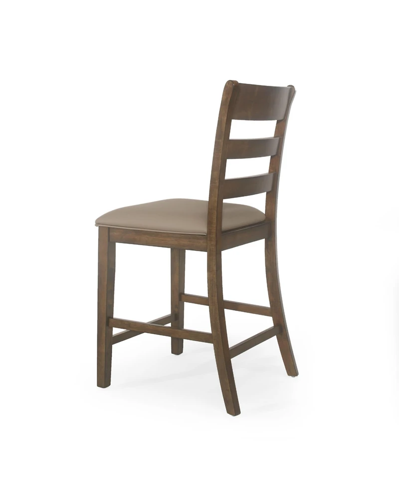 Rustic Farmhouse Upholstered Counter Stools with Natural Wood Frame, Set of 2-The Pop Home