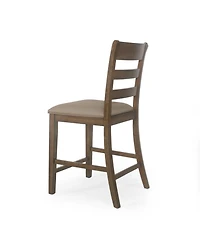 Rustic Farmhouse Upholstered Counter Stools with Natural Wood Frame, Set of 2-The Pop Home