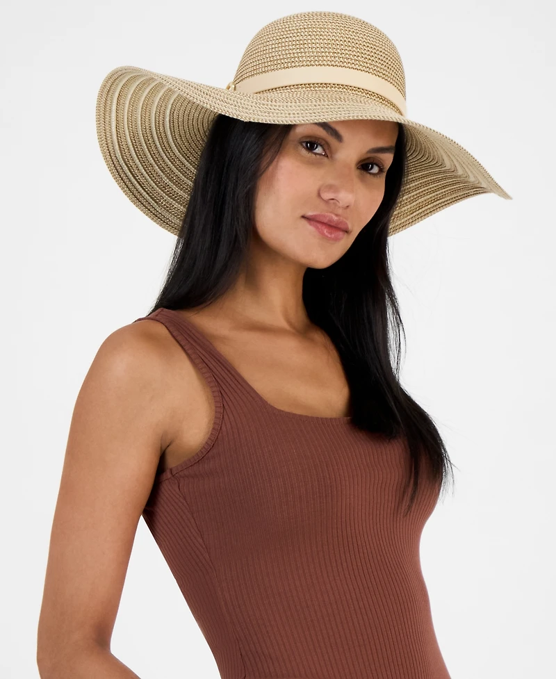 I.n.c. International Concepts Stripe-Brim Floppy Hat with Contrast Band, Exclusively at Macy's