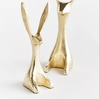 11.75" Decorative Long Ear Spring & Easter Gold Jackrabbit Figurines Set of 2