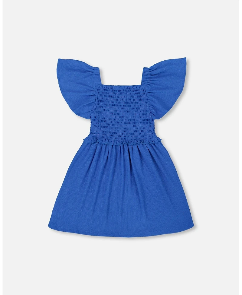 Deux par Deux Toddler Girls Textured Smocked Dress Royal Blue - Toddler|Child