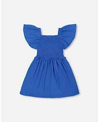 Deux par Deux Toddler Girls Textured Smocked Dress Royal Blue - Toddler|Child