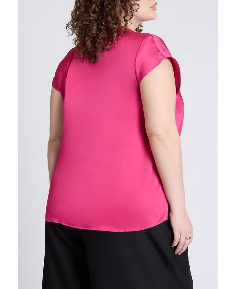 Eloquii Women's Satin Notch Collar Blouse
