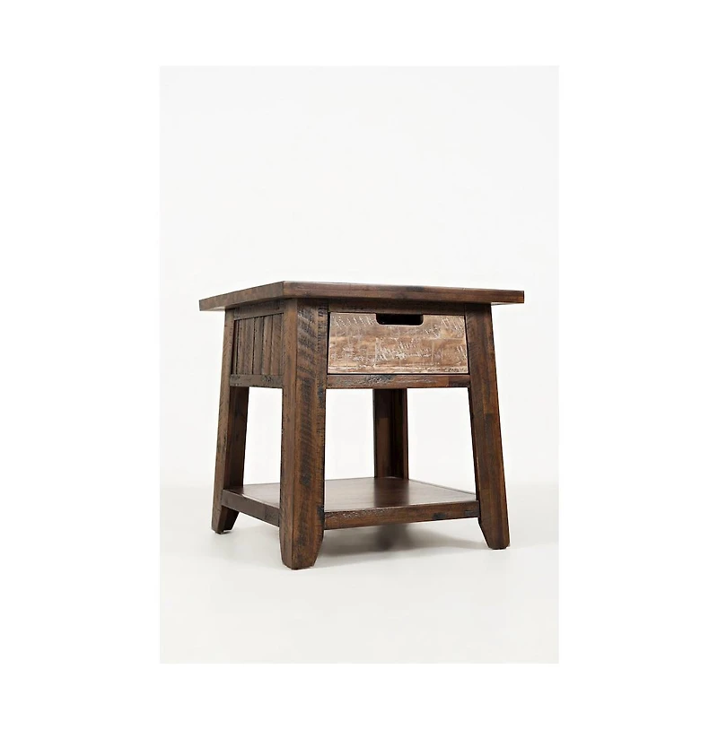 Painted Canyon Rustic Solid Acacia End Table