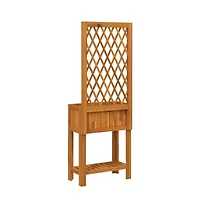 Planter with Trellis and Shelf 21.7"x11.6"x59.8" Solid Wood Acacia