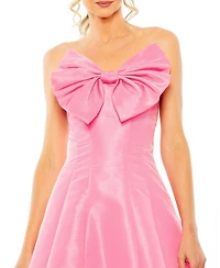 Women's Strapless Bow Tea Length Dress