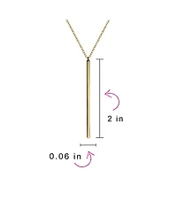 Bling Jewelry Minimalist Modern Design Vertical Linear Flat Bar Pendant Necklace .925 Sterling Silver