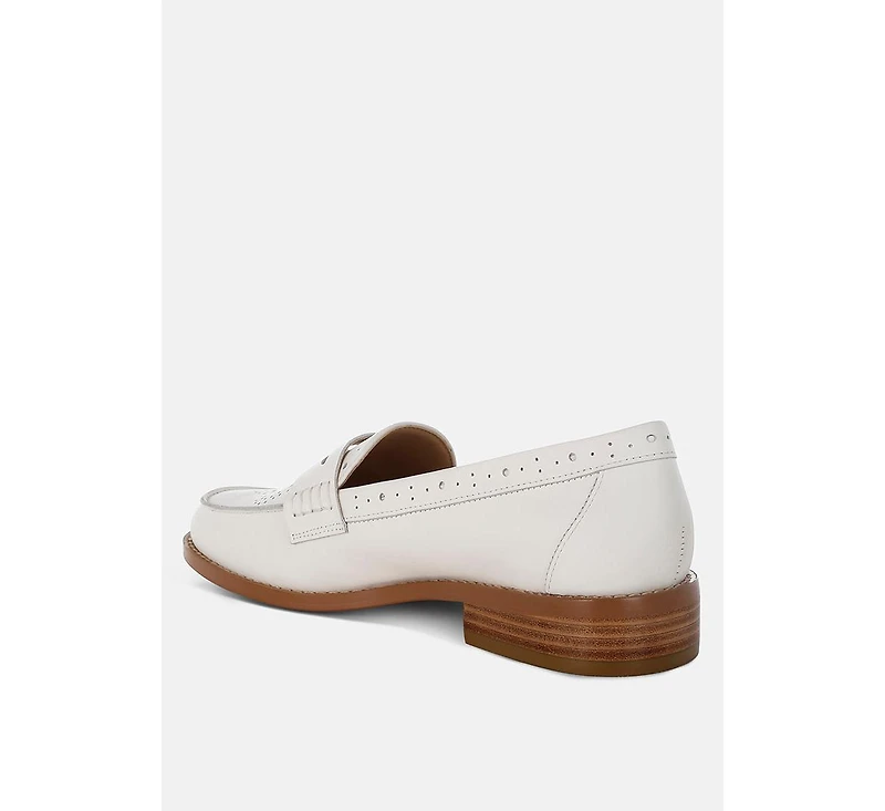 Clotilda Perforated Low Heel Loafers