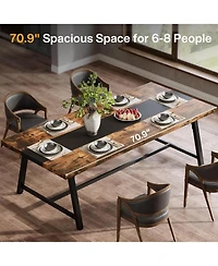 Tribesigns 70.9" Farmhouse Dining Table for 6-8 People, Large Rectangular Wood Kitchen Table with Metal Frame, Dining Room Dinner Table for Family Gat