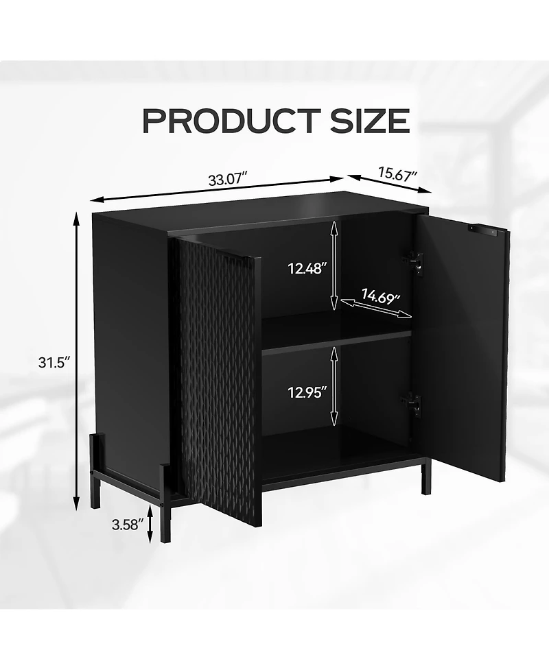 Modern Storage Cabinet with Adjustable Shelves, Accent 2 Doors, Decorative Cabinets for Living Room, Kitchen, Office