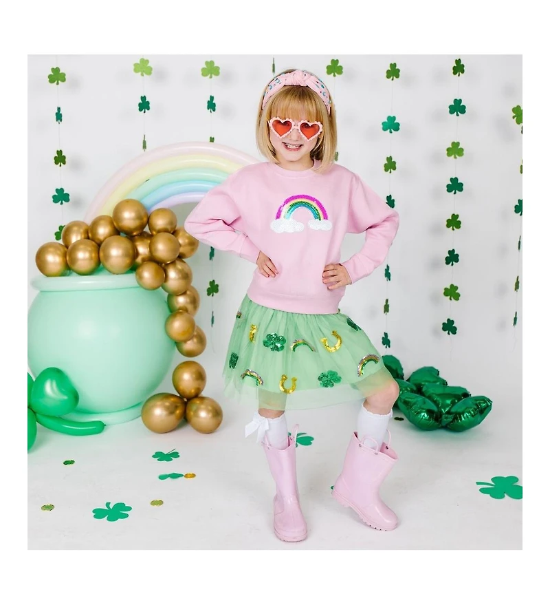 Sweet Wink Toddler Girls Rainbow Sequin Patch Sweatshirt