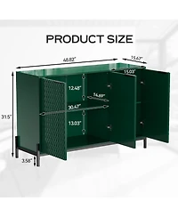Modern Storage Cabinet with Adjustable Shelves, 49IN Accent 3 Doors, Decorative Cabinets for Living Room, Kitchen, Office