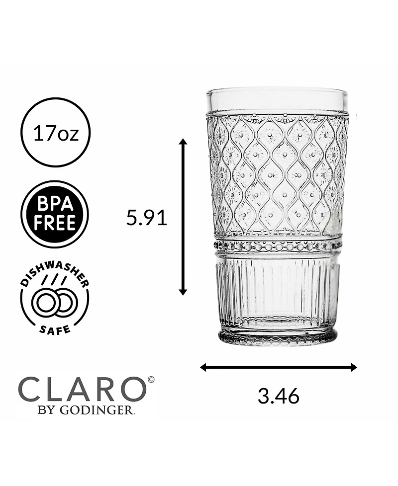 Godinger Claro Highball Glasses, Set of 4