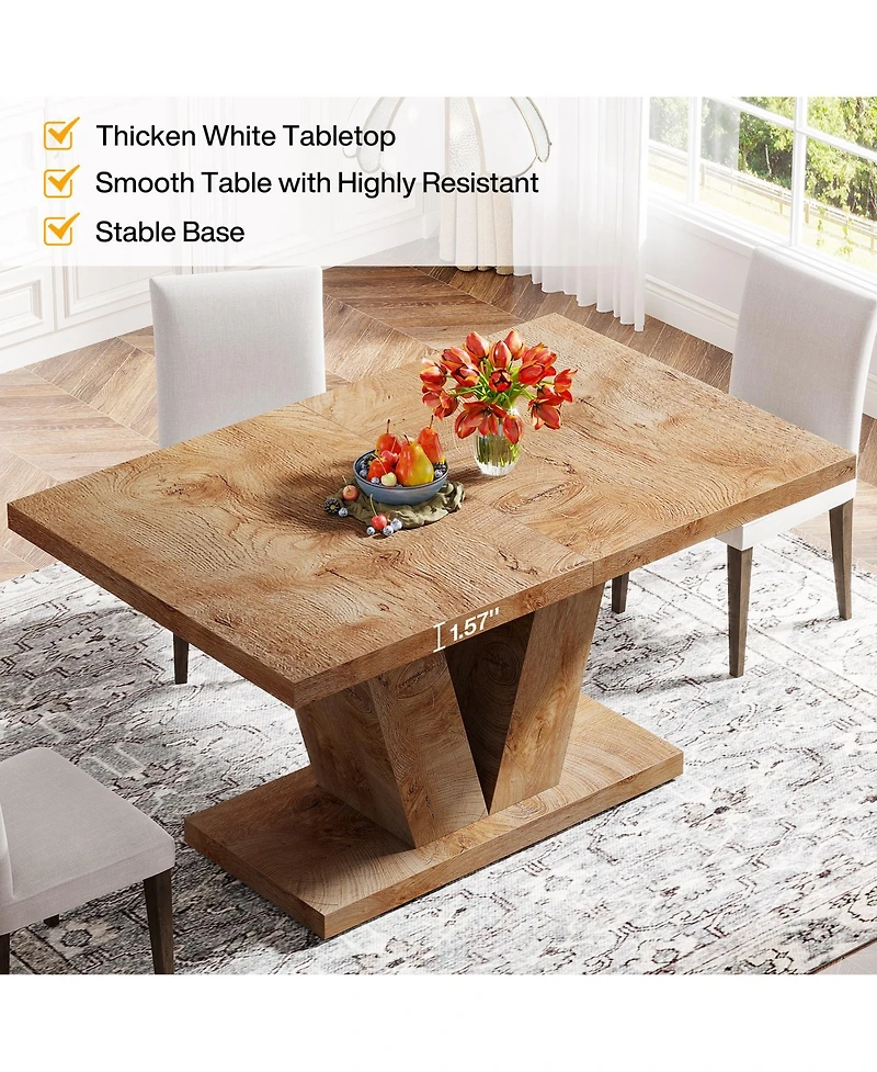 Tribesigns 47-Inch Dining Table for 4, Black Kitchen Dinner with Heavy Duty Pedestal, Farmhouse Wooden Eating Home, Room, Small