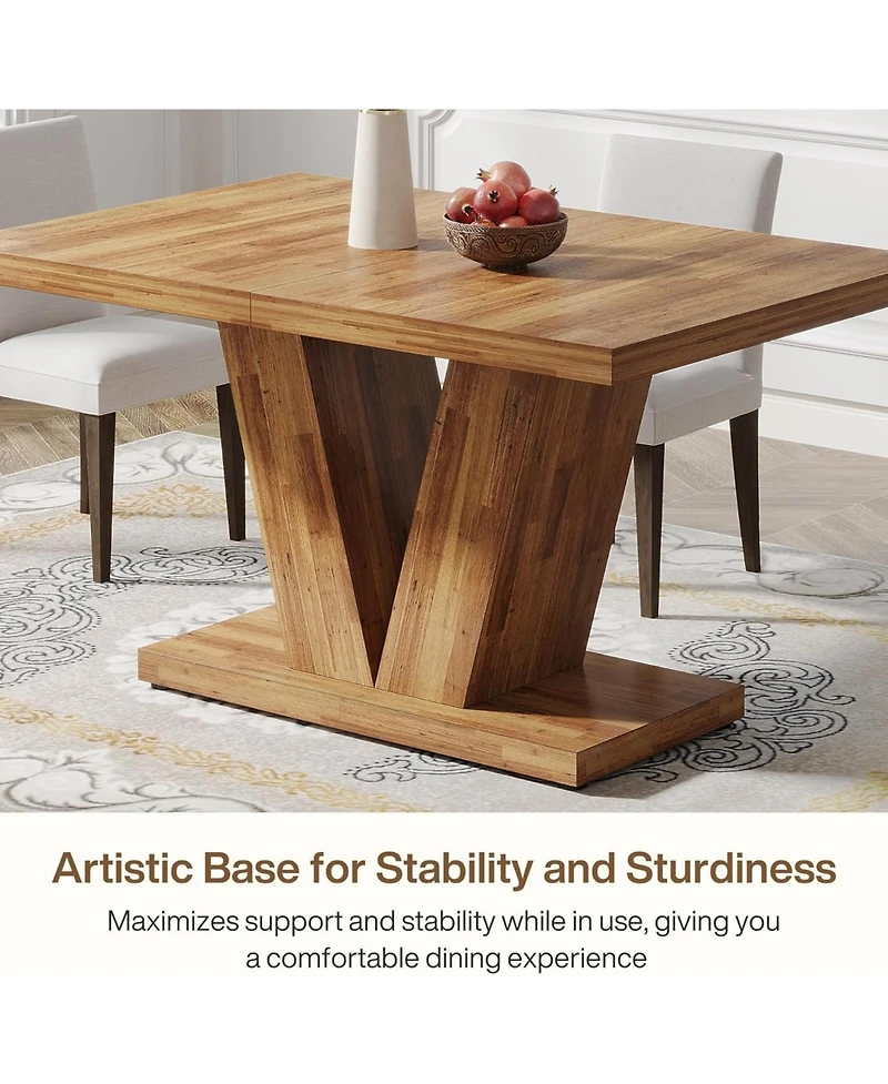 Tribesigns 47-Inch Dining Table for 4, Black Kitchen Dinner Table with Heavy Duty Pedestal, Farmhouse Wooden Eating Table for Home, Dining Room, Small