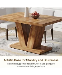 Tribesigns 47-Inch Dining Table for 4, Black Kitchen Dinner Table with Heavy Duty Pedestal, Farmhouse Wooden Eating Table for Home, Dining Room, Small