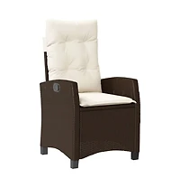 Reclining Patio Chair with Cushions Brown Poly Rattan