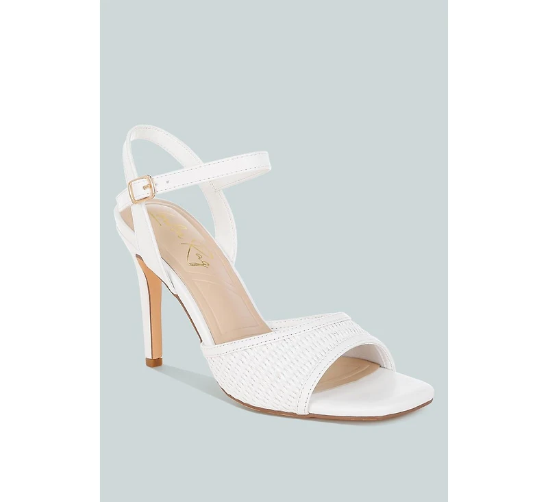Vilasta Raffia Square Toe Stiletto Heels