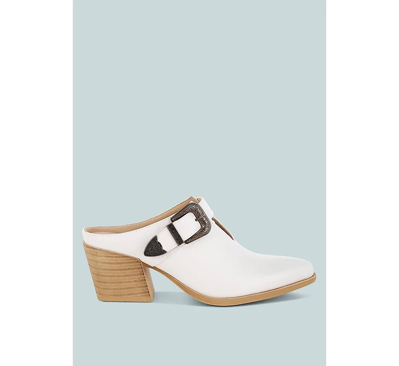 Holler Carved Buckle Statement Mules