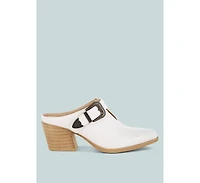 Holler Carved Buckle Statement Mules