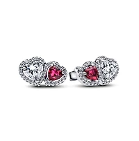 Pandora Sterling Silver Halo Hearts Stud Earrings