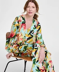 Jm Collection Womens Long Sleeve Satin Blouse Satin Wide Leg Pants Exclusively At Macys