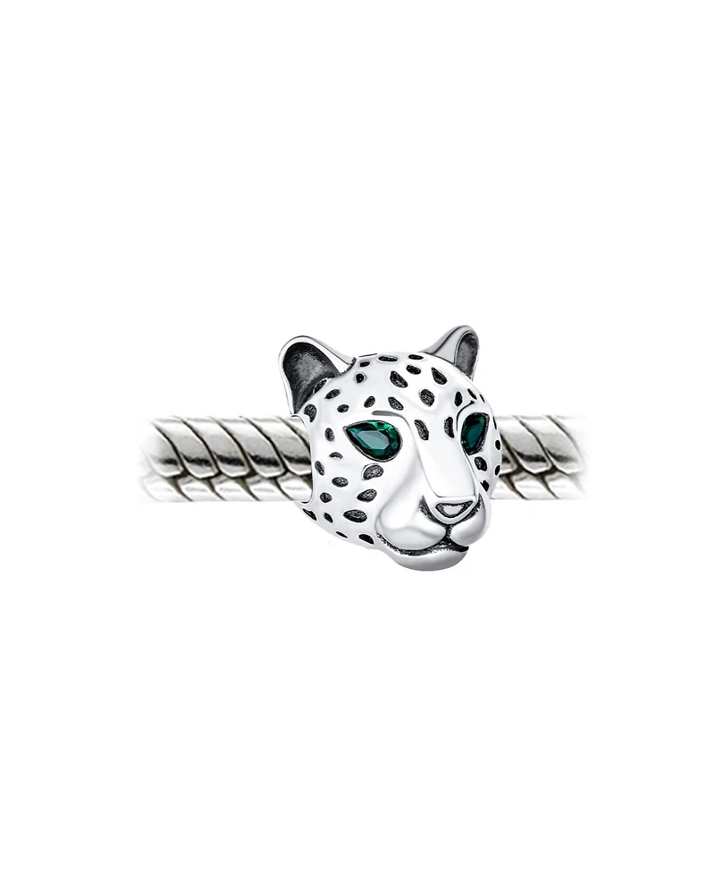 Bling Jewelry Jaguar Panther Charm Bead with Green Cz Eyes in Oxidized Sterling Silver Bracelets