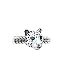 Bling Jewelry Jaguar Panther Charm Bead with Green Cz Eyes in Oxidized Sterling Silver Bracelets