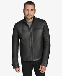 Men's Skeld Leather Jacket with Removable Faux Rabbit Lined Interior