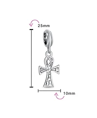 Bling Jewelry Egyptian Ankh Cross Dangle Charm Bead in Oxidized Sterling Silver Bracelets