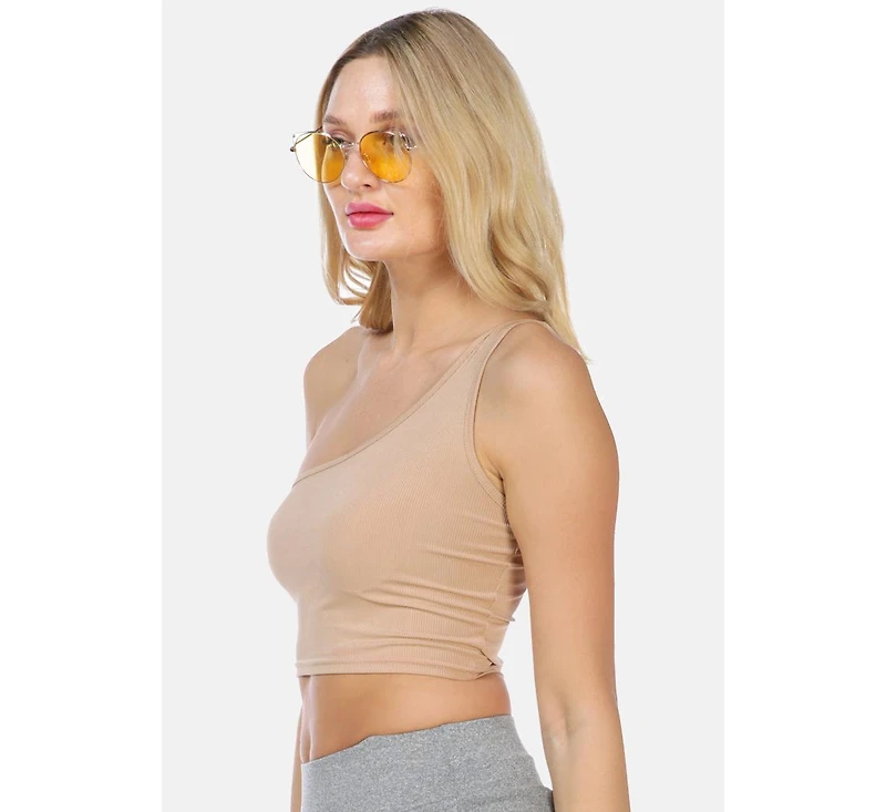 One Shoulder Knitted Crop Top