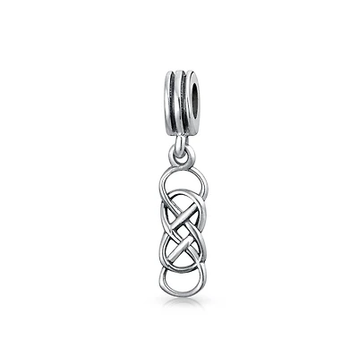 Bling Jewelry Romantic Celtic Love Knot Infinity Dangle Charm Bead Sterling Silver Bracelet