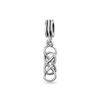 Bling Jewelry Romantic Celtic Love Knot Infinity Dangle Charm Bead Sterling Silver Bracelet