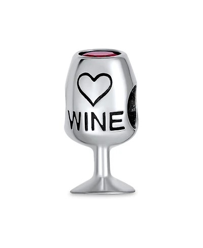 Bling Jewelry Sommelier Red Wine Glass Charm Bead with Cubic Zirconia European Bracelet