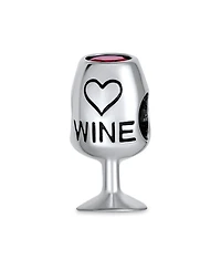 Bling Jewelry Sommelier Red Wine Glass Charm Bead with Cubic Zirconia European Bracelet