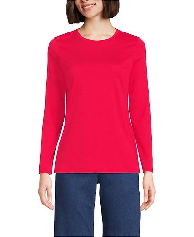 Lands' End Women's Supima Cotton Relaxed Long Sleeve Crew Neck T-Shirt