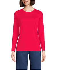 Lands' End Women's Supima Cotton Relaxed Long Sleeve Crew Neck T-Shirt