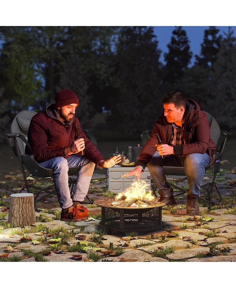 Outsunny Hammock Camping Chair Set of 2 with Adjustable Back, Dark