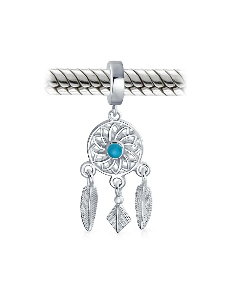 Bling Jewelry Hopes Dreams Blue Amulet Native American Dream Catcher Dangle Charm Bead Silver
