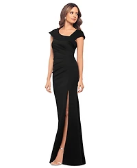Xscape Women's Asymmetric-Neck Side-Slit Gown