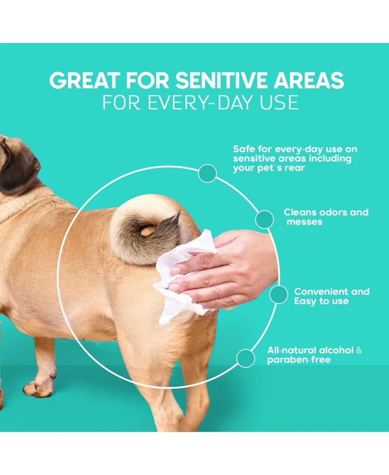 Paws & Bones Pet Wipes for Dogs and Cats in 3-Pack, Grooming Wipes for Butt, Paw, Fur, Eyes, Ears, Face