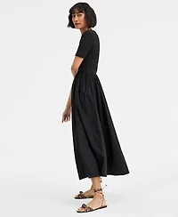 On 34th Women's Mixed-Media Short-Sleeve Midi Dress