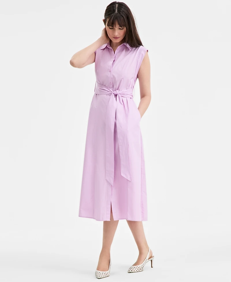 On 34th Women's Cotton Belted Midi Shirtdress, Exclusively at Macy's