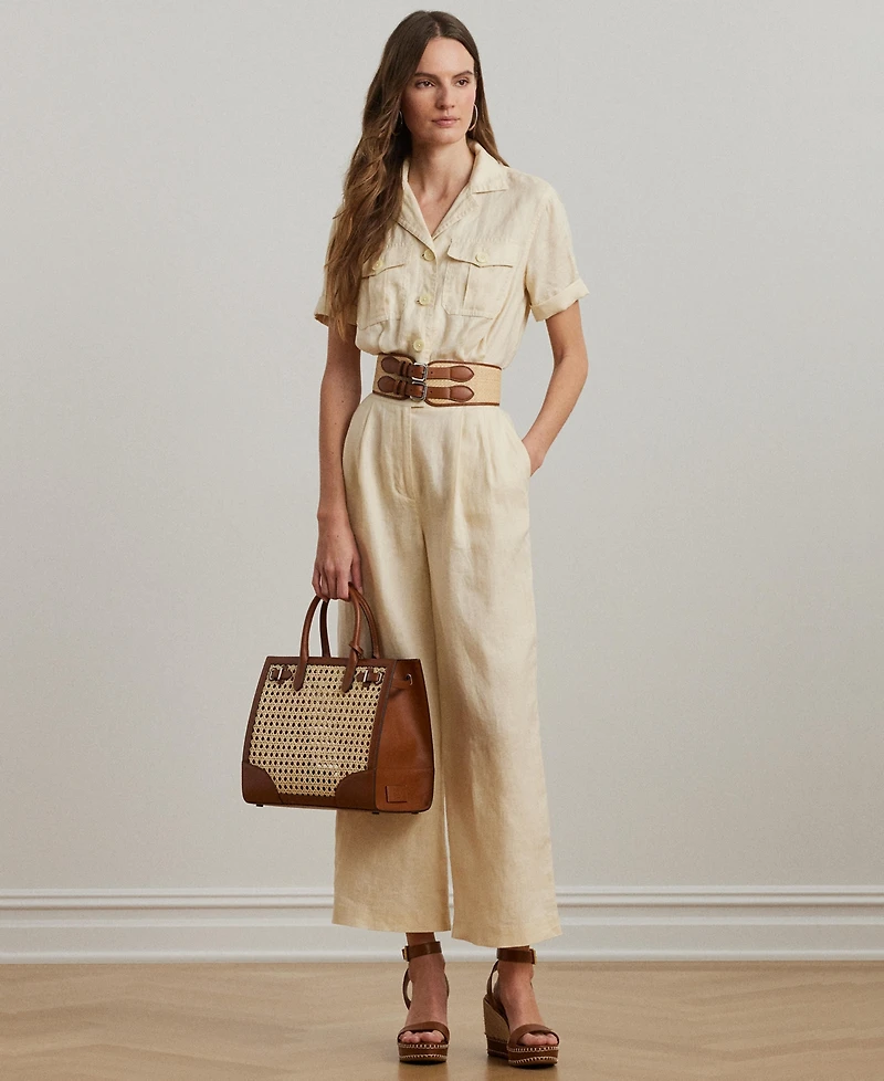 Lauren Ralph Lauren Women's Embroidered Linen Short-Sleeve Jumpsuit, Regular & Petite