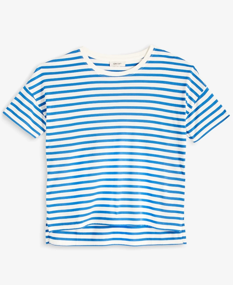 On 34th Women's Knit Easy Short-Sleeve Striped T-Shirt, Exclusively at Macy's