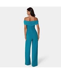 Bebe Women's Studded Off Shoulder Palazzo Jumpsuit