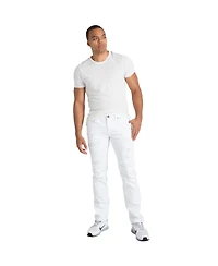 Level 7 Men's Slim Straight Distressed Mended Premium Cargo White Jeans
