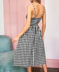 Cupshe Women's Picnic Date Gingham Midi Beach Dress