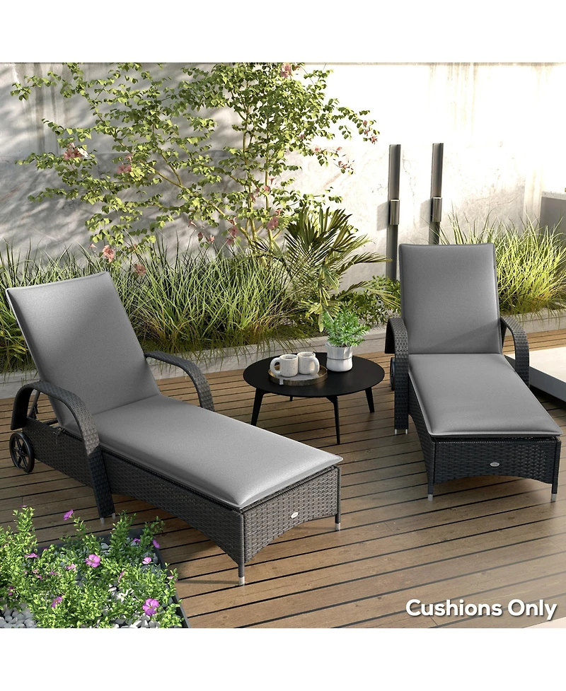 Outsunny 2PCS Chaise Lounge Chair Cushion, 76" x 23",